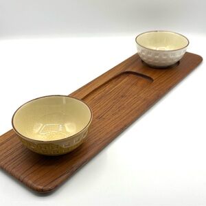 Denmark Digsmed Teak 3 Cavities Tray from 1964 & 2 Pier 1 Bowls